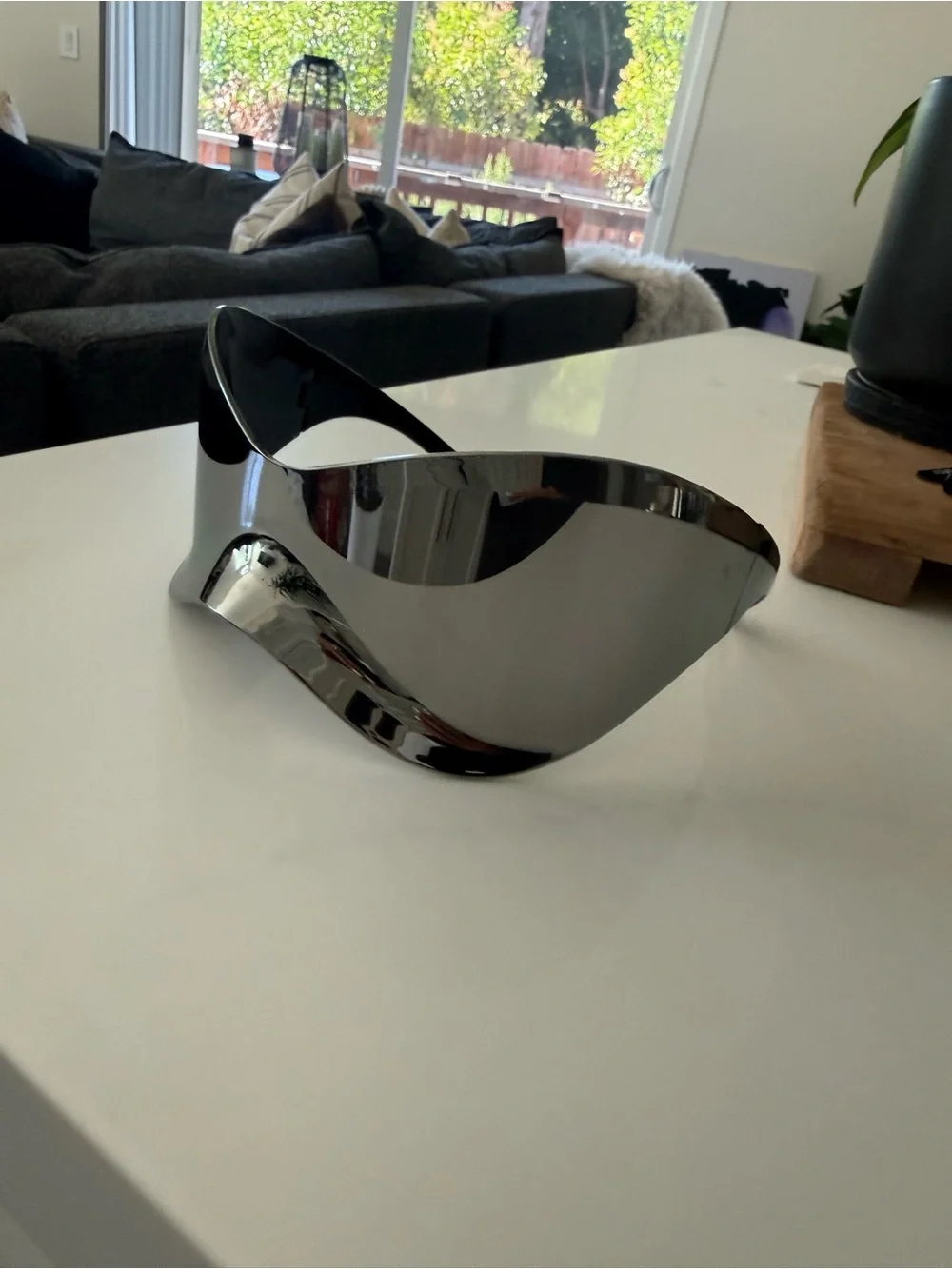 Futuristic Chrome Shield Visor Sunglasses | Festival Y2K Silver Mirror